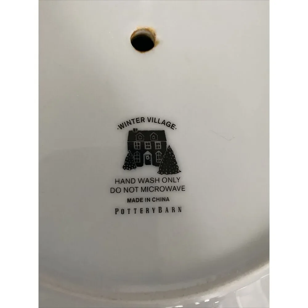 Pottery Barn Christmas Winter Village 3 Tier Tidbit Server Tray Cake Stand